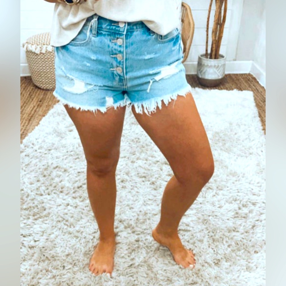 Cello Button Fly High Rise Jean Shorts